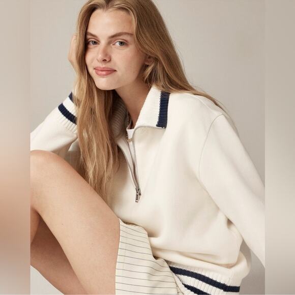 J.Crew Heritage fleece half-zip sweatshirt with contrast trim - Picture 2 of 5